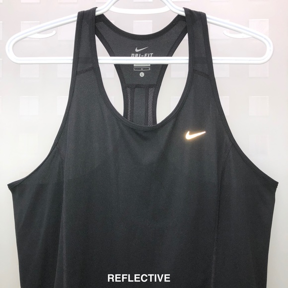 NIKE DRI-FIT Reflective Mesh Back Vent Scoop Neck Tagless Athletic Tank Top NEW! - Picture 3 of 10